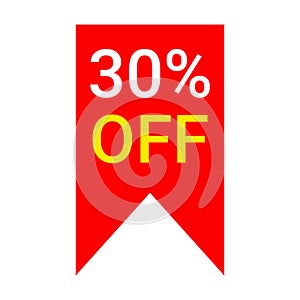 red 30 percent discount label on white background