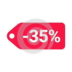 red 35 percent discount label on white background