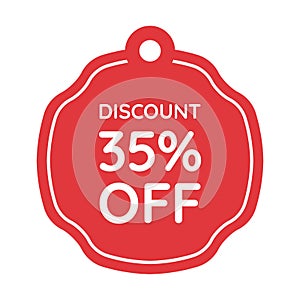 red 35 percent discount label on white background