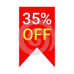 red 35 percent discount label on white background