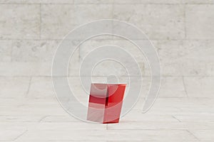 Red 3d coma symbol. Glossy red metallic sign on stone tile background. 3d rendered font character