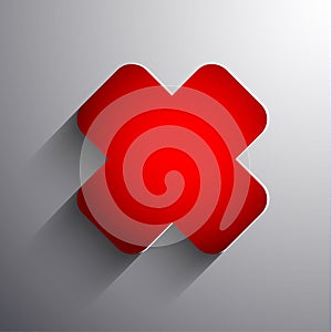 Red 3d cross mark icon - eps10