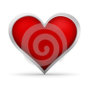 Red 3D Heart Symbol/Icon with Metallic Border - Icon