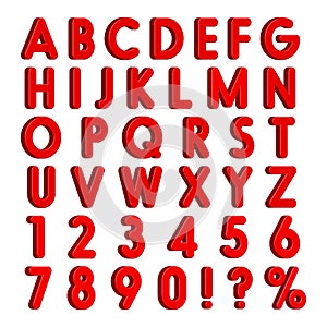 Red 3D Letters, Numbers, Exclamation, Interrogative and Percent Sign