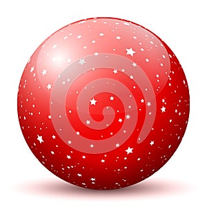 Red 3D Sphere with Mapped White Starlets Texture