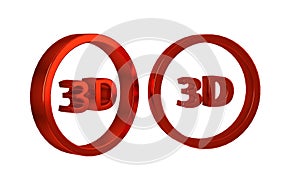 Red 3D word icon isolated on transparent background.