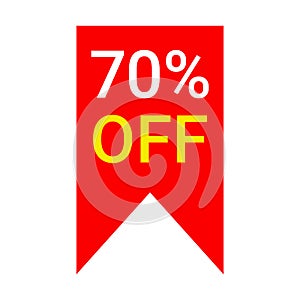 red 70 percent discount label on white background