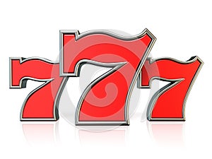Red 777 lucky jackpot symbol 3D