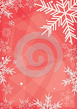 red a4 christmas banner with beautiful white snowflakes - vector banner