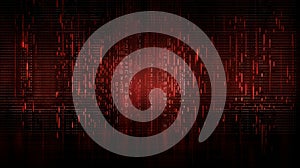 Red abstract binary code on a dark screen generative AI