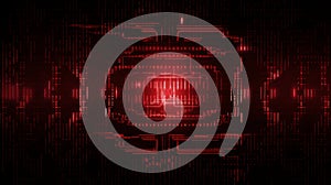 Red abstract binary code elements generative AI