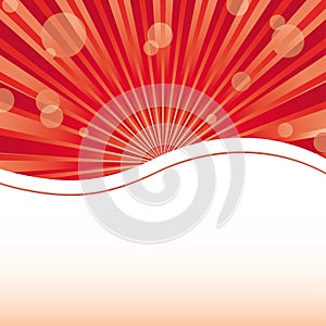 Red abstract card template with sun baubles and blank place for text