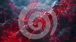 Red Abstract 3D Background: Microscopic Cellular Structure