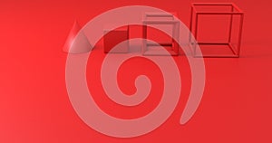 Red Abstract 3d rendering of geometric shapes.