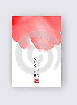 Red abstract design. Ink paint on brochure, Monochrome element isolated on white