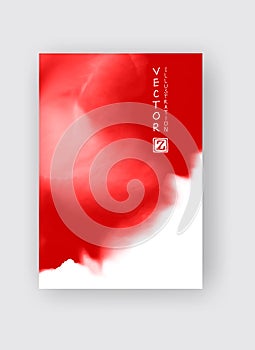 Red abstract design. Ink paint on brochure, Monochrome element isolated on white