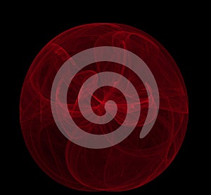 Red abstract fractal on black background. Fantasy fractal texture. Digital art. 3D rendering. Computer generated image