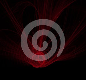 Red abstract fractal on black background. Fantasy fractal texture. Digital art. 3D rendering. Computer generated image