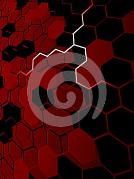 Red abstract hexagon background
