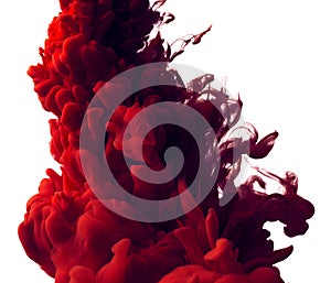 Red abstract paint splash on white background