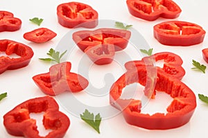 Red abstract of pepper rings