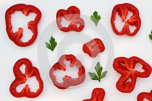 Red abstract of pepper rings