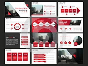 Red abstract presentation templates, Infographic elements template flat design set for annual report brochure flyer leaflet market