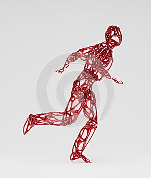 Red Abstract Running Man Web Skeleton Pose Model