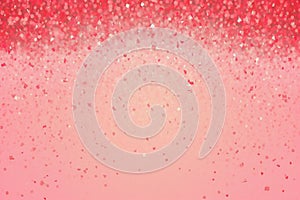 Red abstract shape confetti falling down, pink background, copyspace. Generative AI