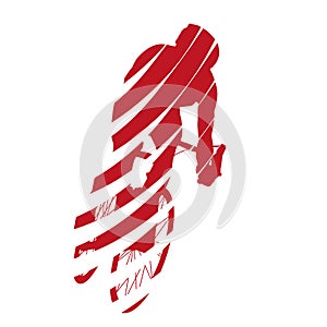 Red abstract vector road cyclist