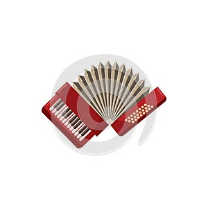 Red accordion icon, cartoon style