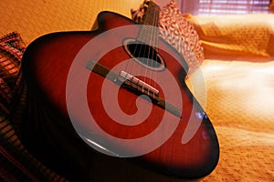 Red acoustic guitar