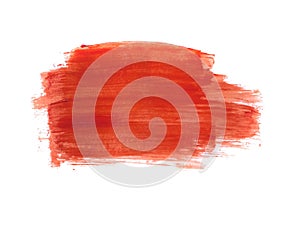 Red Acrylic Paint Stroke Isolated on White Background