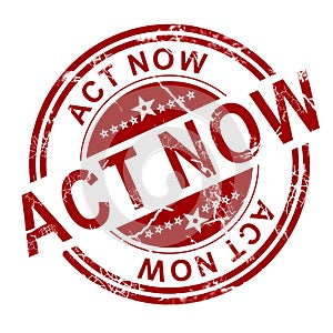 Red act now stamp