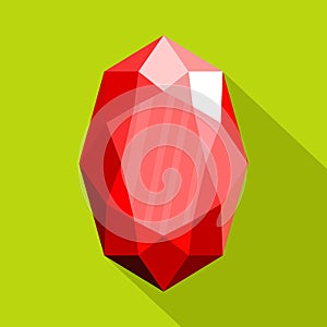 Red adamant icon, flat style.