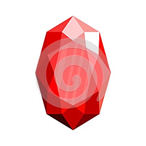 Red adamant icon, flat style.