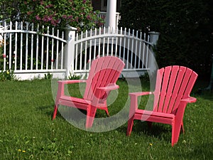 Red Adirondack Chairs