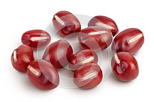 Red adzuki beans isolated on white background
