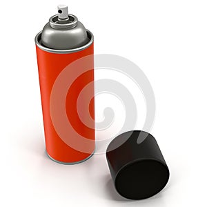 Red Aerosol Spray Metal Bottle Can isolated on white 3D Illustration