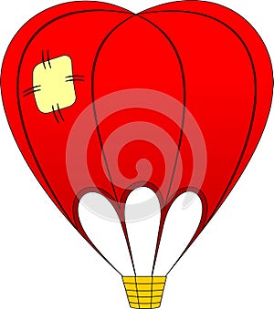 Red aerostat with a patch on the dome