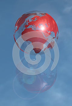 Red africa-europe crystal globe