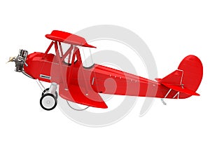 Red Airplane Biplane Isolated