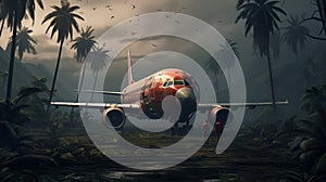 Red Airplane In Jungle: Zbrush Style With Atmospheric Portraits And Ps1 Graphics