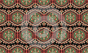 Red Ajrak Pattern, Vector Illustration