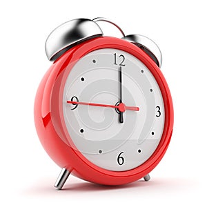Red alarm clock 3d. Icon. On white background