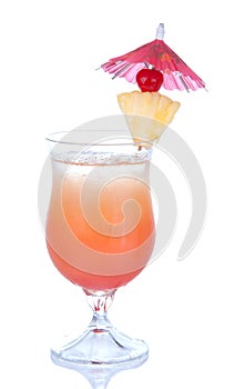 Red alcohol tequila sunrise or cosmopolitan cocktail