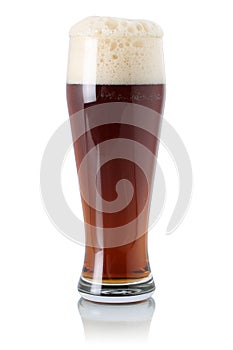 Red Ale beer in glass with foam