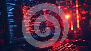 Red Alert Cybersecurity Warning on Digital Interface