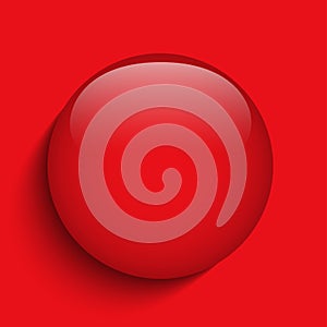 Red Alert Glass Circle Button on Red Background