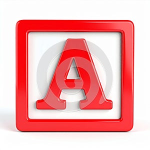 Red Alphabet Block Letter A on White Background